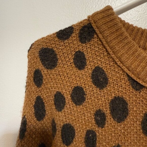 Madewell Leopard Dot Sweater-Dress S Brown & Black Merino Wool Blend - Picture 6 of 6